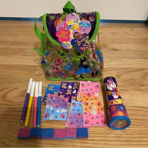 Vintage Lisa Frank Zoomer & Zorbit Dancing Aliens Mini Bag W/ Stickers Stampers - Picture 2 of 11